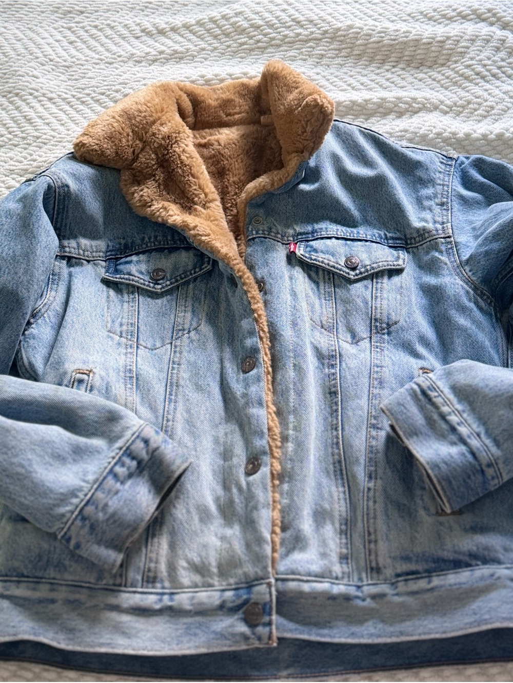 Levi's Light Blue Denim Jacket with Tan Sherpa Lining